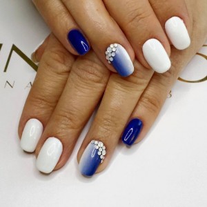 White to blue ombre nails