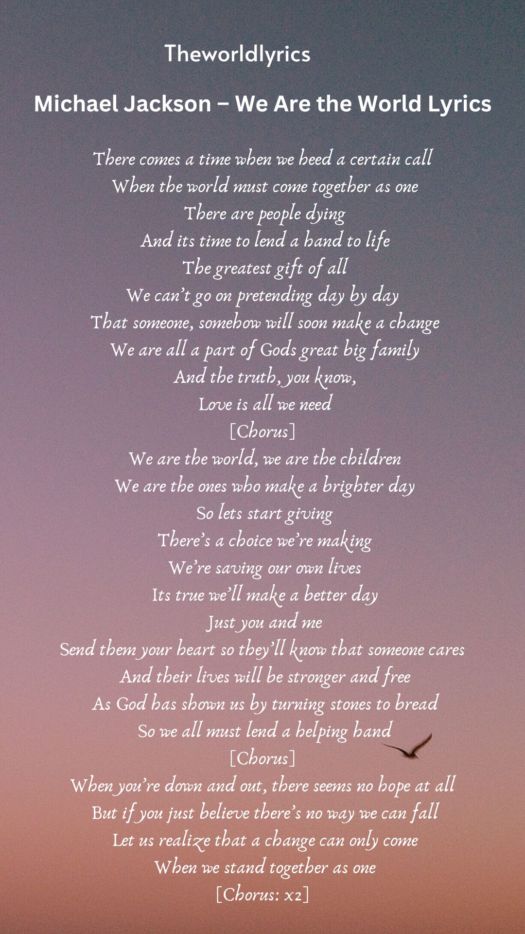 Michael Jackson - We Are the World Lyrics