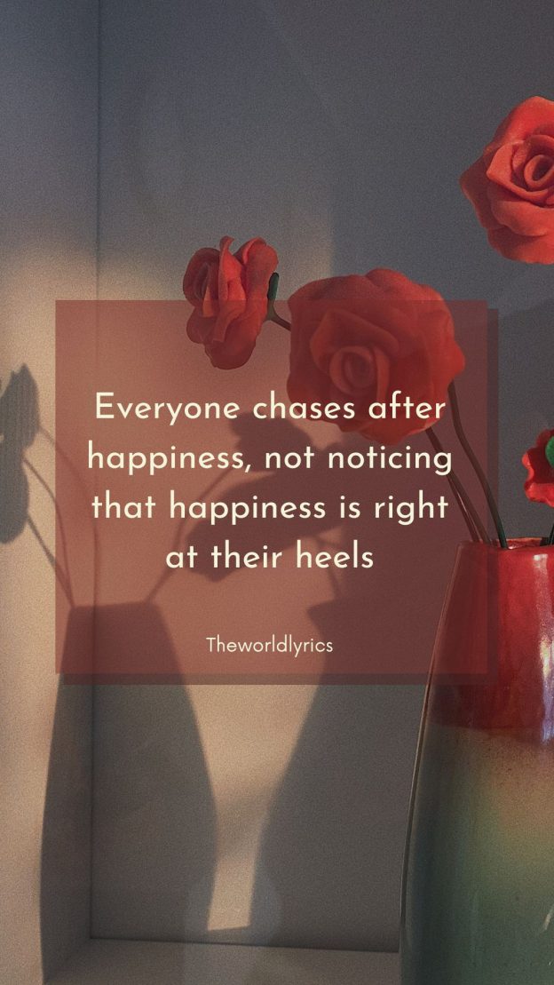 Everyone chases after happiness not noticing that happiness is right at their heels