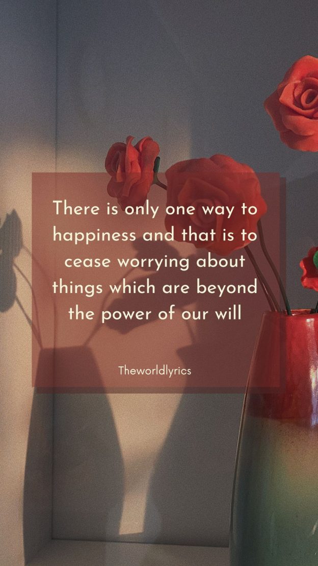 There is only one way to happiness and that is to cease worrying about things which are beyond the power of our will