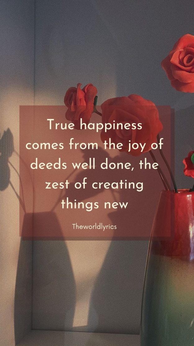 True happiness comes from the joy of deeds well done the zest of creating things new