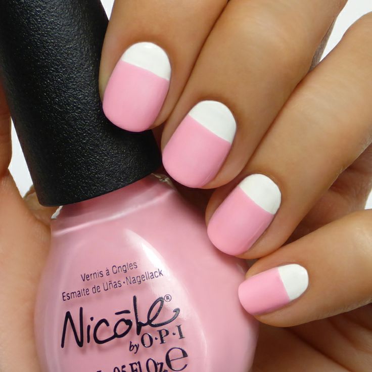 Pink + white nails