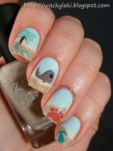 Ocean creatures themed nail art