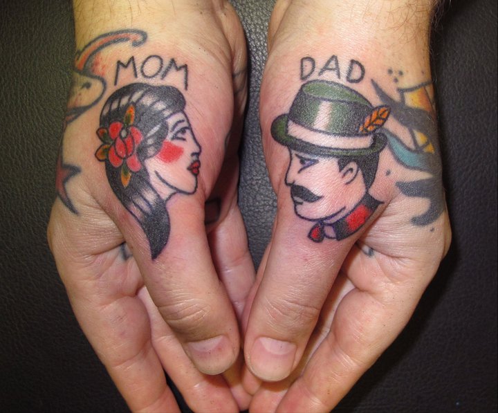 Mom and Dad thumb tattoo