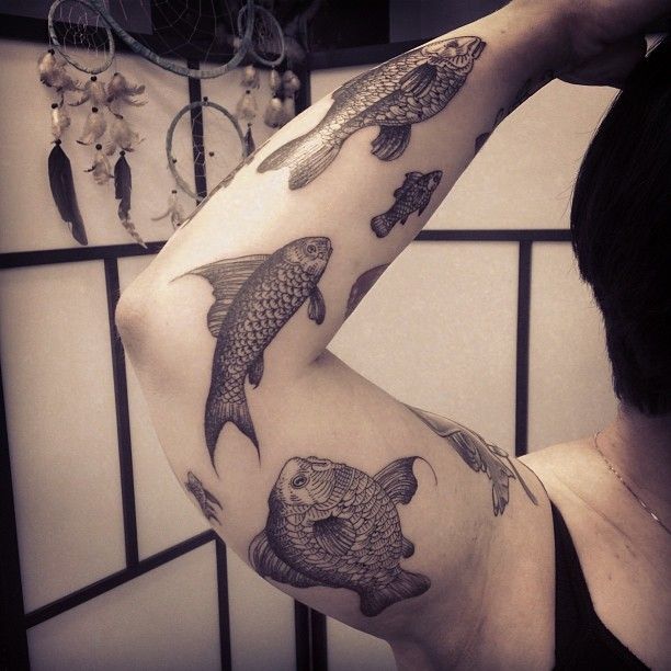 Beautiful Fish Tattoo On Sleeve