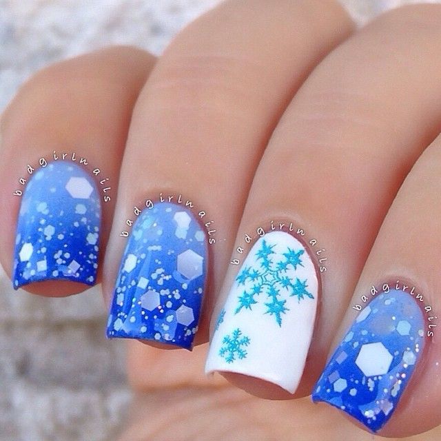 Blue ombre snowflake and rhinestones