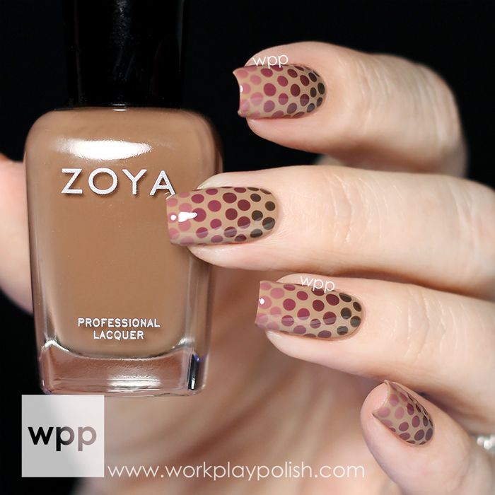 Polka dots nails in brown theme