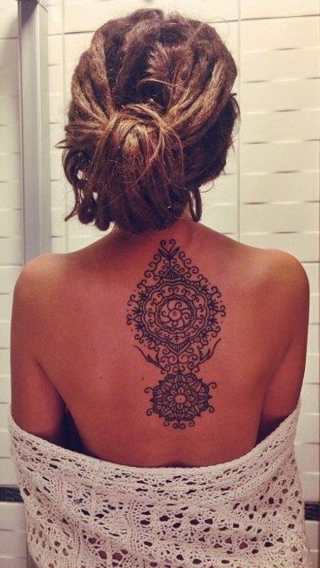 Mandala back tattoo for women