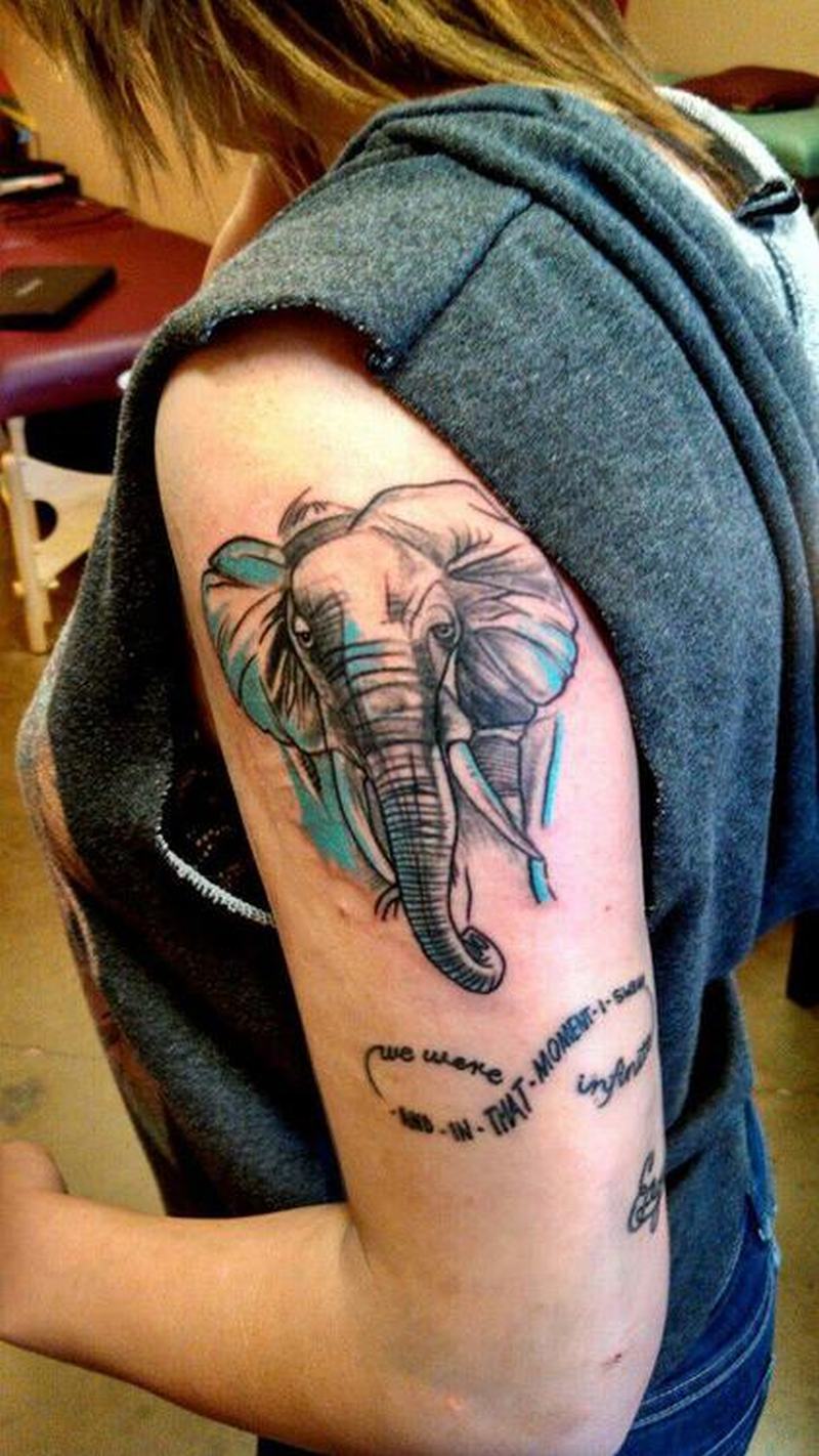 elephant half sleeve tattoo with infinity symbol by script