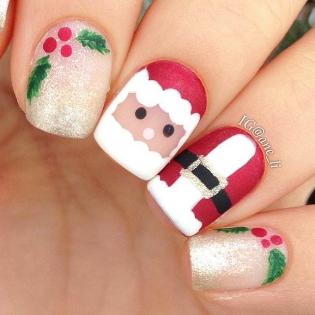 Cute Santa Claus Christmas Nails