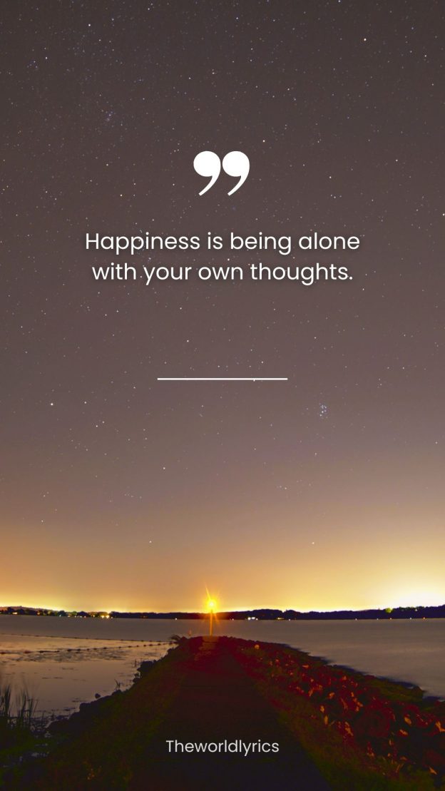 Happiness is being alone with your own thoughts.